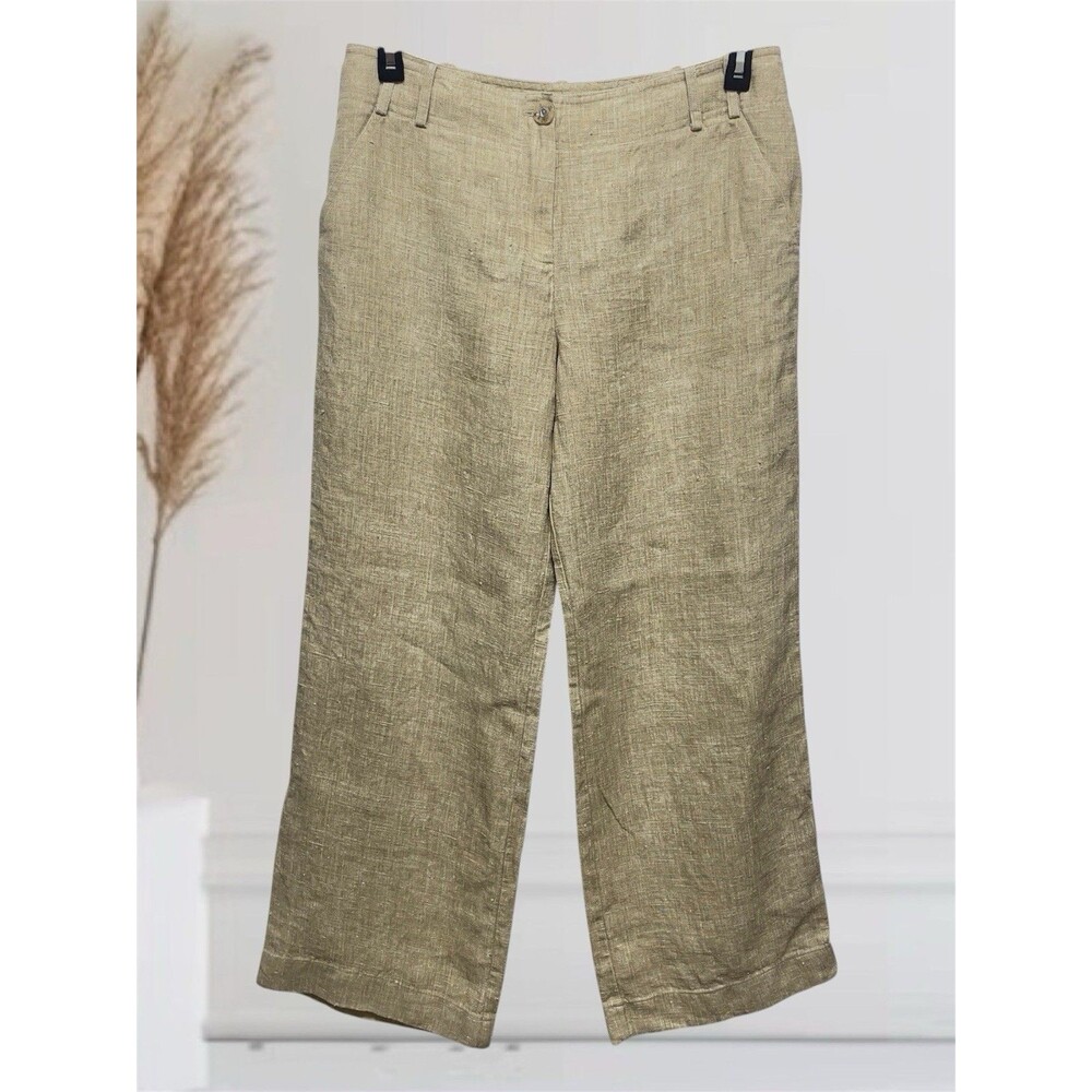 St. JOHN Sport Fashion Fit Women’s Size 14 100% linen Baggy Wide leg Summer Pant